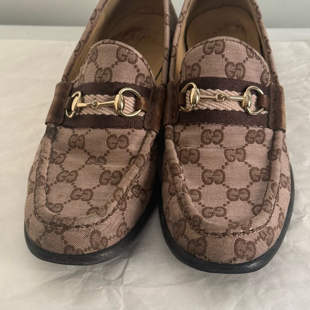 Gucci GG Supreme Monogram Canvas Horsebit Jordaan Brixton Loafers Brown 1953 7.5 - Picture 11 of 14